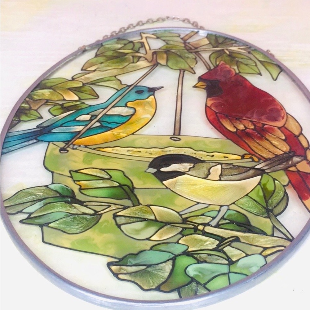 Vintage Hand painted Joan Baker Cardinal Suncatcher - Picture 2 of 4